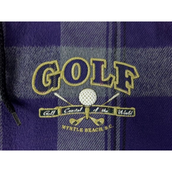 Vtg 90s Grunge Surf Style Myrtle Beach Golf Plaid Hoodie Made In USA Mens XL EUC - Picture 5 of 10